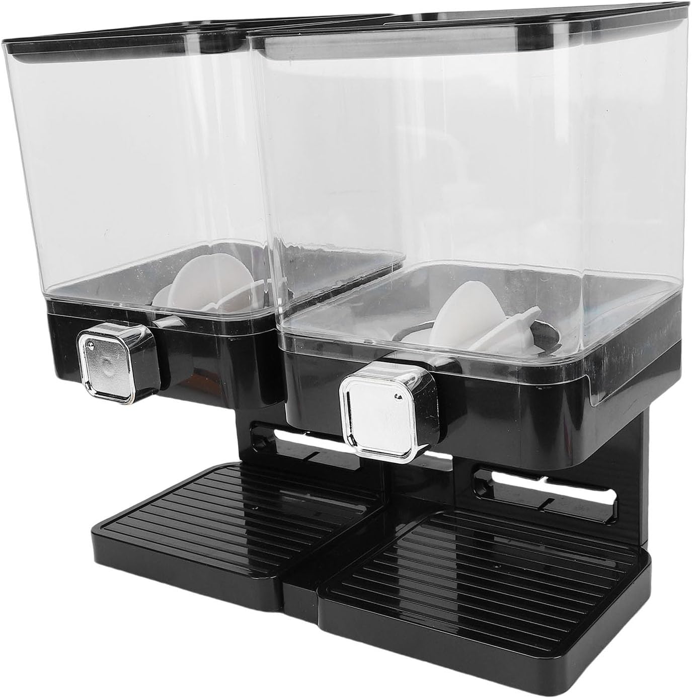 2PCS Cereal Dispenser Countertop 3.7L Airtight Dry Food Storage Container with Rotating Knob for Candy Nut Coffee Beans (Black)