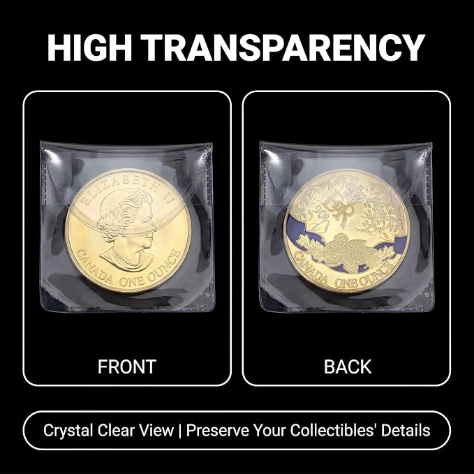 70 fundas transparentes para monedas de bolsillo único miniatura 5