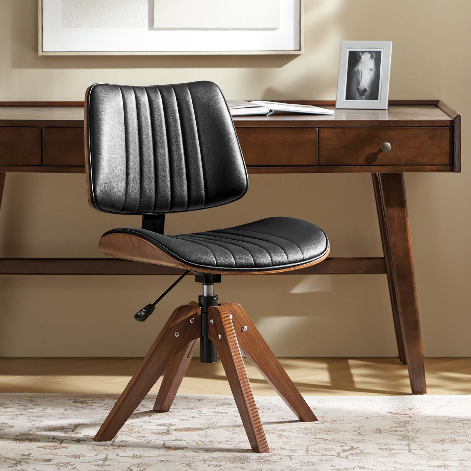 Amazon.com: HULALA HOME Faux Leather Home Office Chair with Solid