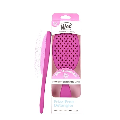 Wet Brush Cepillo desenredante sin encrespamiento con tecnología iónica, morado, proporciona control de encrespamiento, reduce la estática y suaviza
