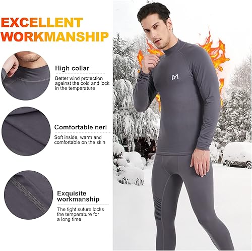 Vista 3 de MEETYOO Camisa térmica de manga larga con cuello alto para hombre, ropa interior de compresión ligera, transpirable, capa base