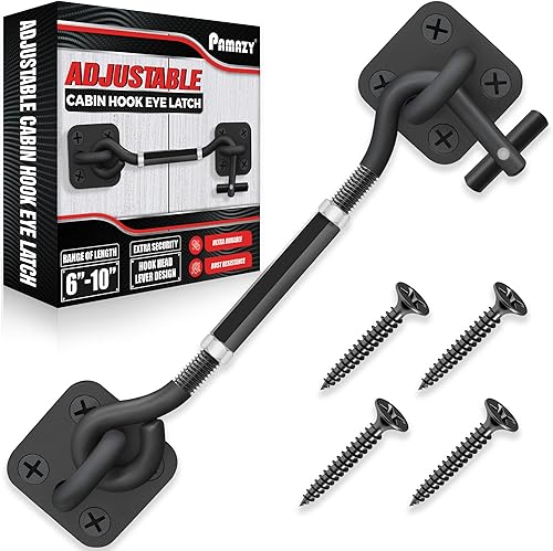 Actualización ajustable Puerta de gancho de cabina de 6 a 10 pulgadas, soporte de 4 puntos de montaje resistente, pestillo de bloqueo de puerta de