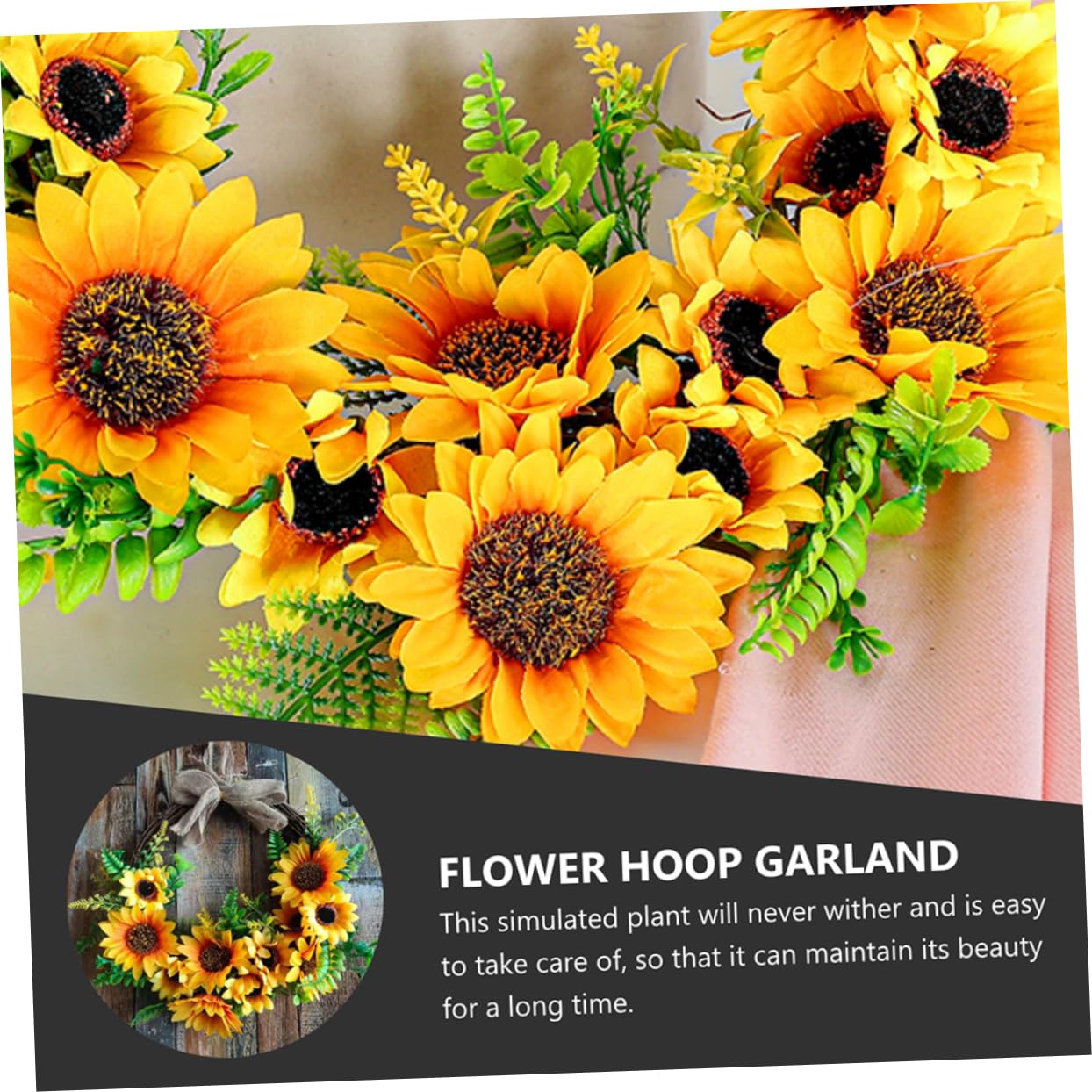 ABOOFAN 3 Pièces Garniture de Porte Tournesol Couronne Murale décorations de Printemps Guirlande Couronne Artificielle Couronne de Fleurs Abeille Fleur Artificielle en Bois