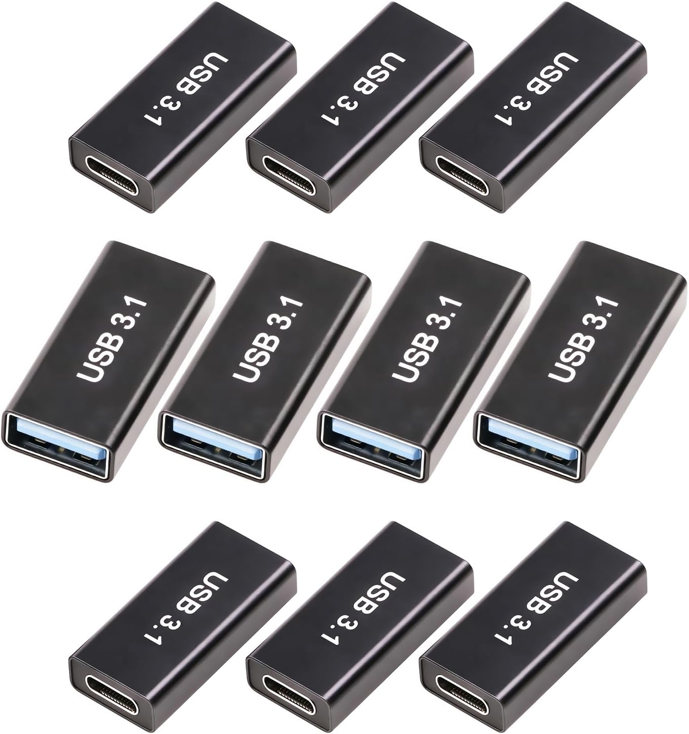 5𝐏𝐚𝐜𝐤 𝐔𝐩𝐠𝐫𝐚𝐝𝐞𝐝 USB Female to C Female Adapter, 10GB-Usb3.1 to C Adapter Connector, Bi-Directional High Speed USB Extension Connector Support Charge & Data Sync