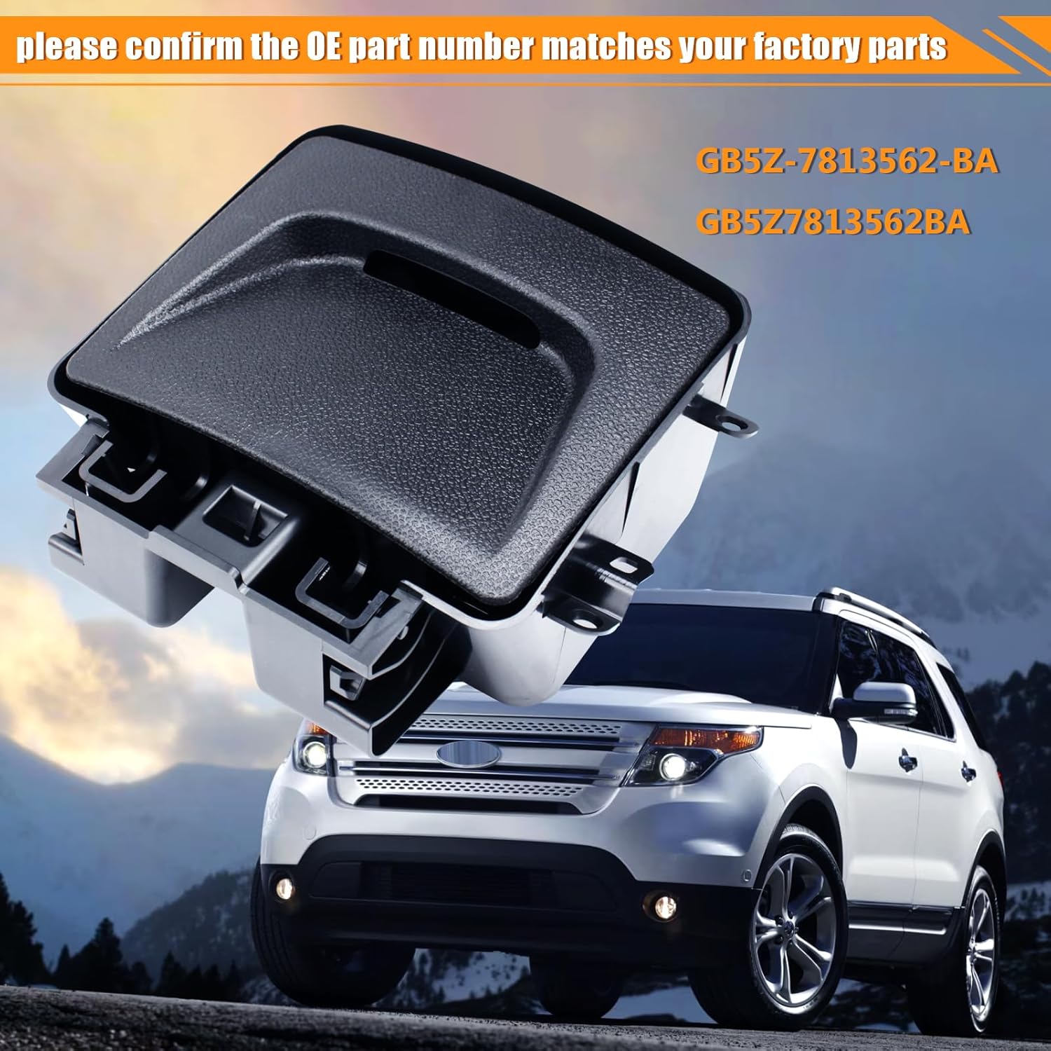 Center Console Cup Holder Compatible with Explorer 2011-2019,Replaces for: GB5Z-7813562-BA GB5Z7813562BA-Rear Passengers