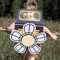 Vista 5 de SAFIGLE Avión de cartón portátil para niños: disfraz de avión para niños, avión de papel DIY con ventilador giratorio, coche de cartón, divertido