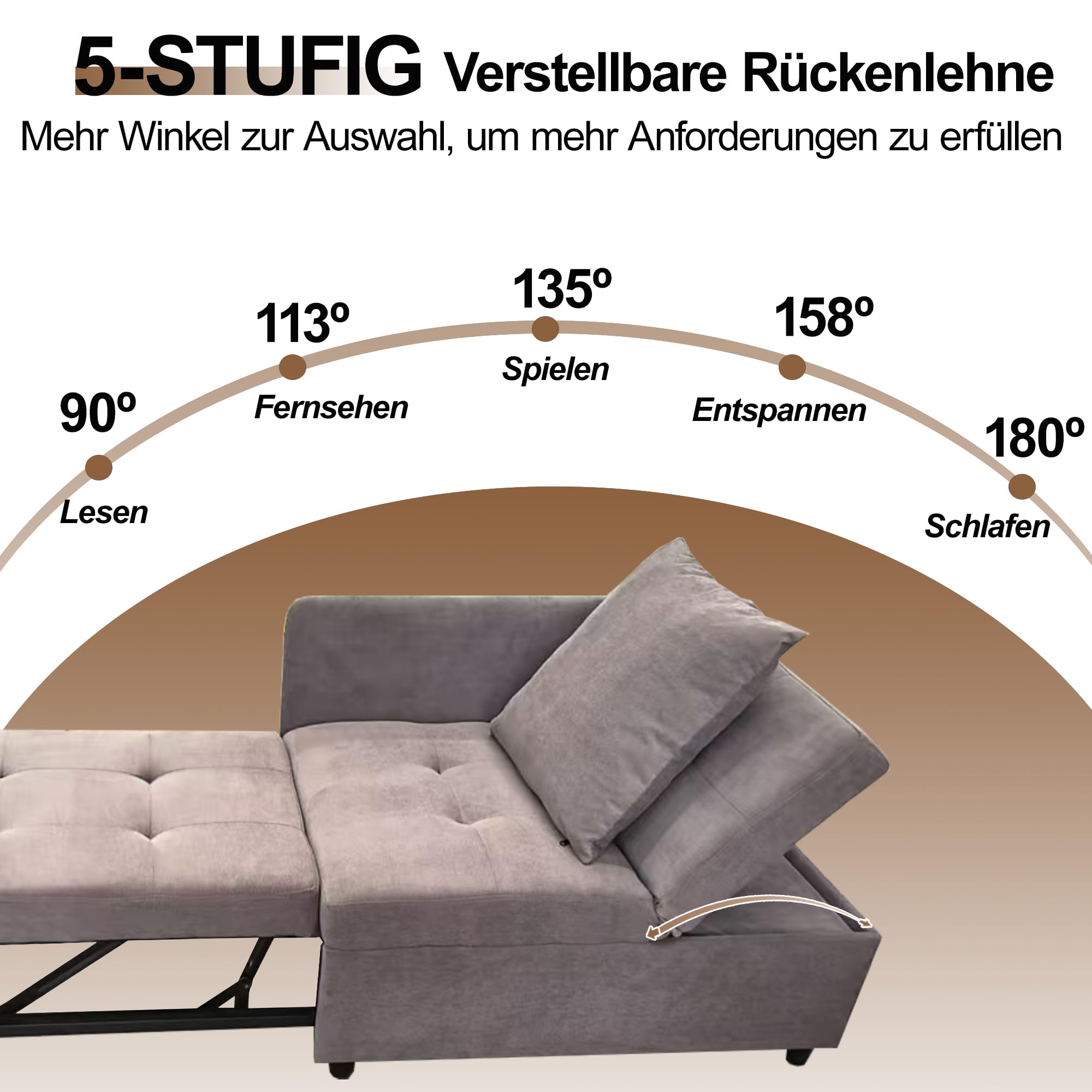 NADEUSAK Gestoffeerd bed, 3-in-1, multifunctionele slaapbank, linnen