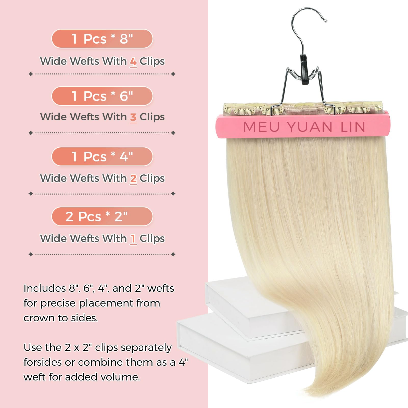 MEI YUAN LIN Real Human Hair Clip-In Hair Extensions