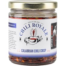 Calabrian Crunch Chili Crisp Crispy Calabrian Chili Oil with Garlic & Herbs Small Batch, Chef-Crafted, Medium Heat & Savory Umami 9oz Chili Royale