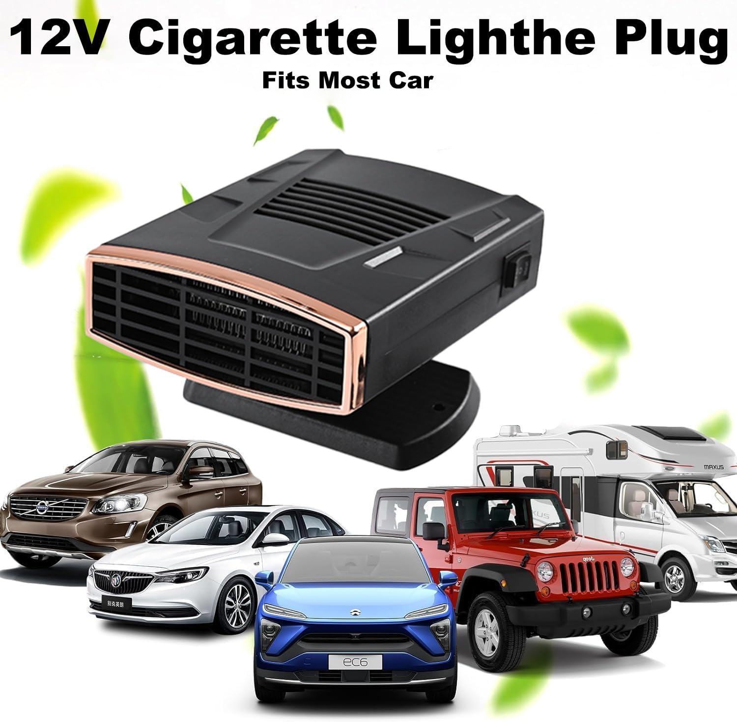 Portable Car Heaters for Vehicle,200W 12V Car Heater That Plugs into Cigartte Lighter,360° Rotatable 2-in-1 Heating/Cooling Function