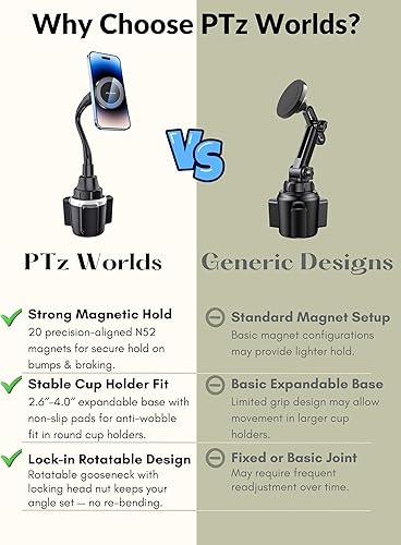 Miniatura 7 de Soporte Magnético para Teléfono con Portavasos - Diseñado para Portavasos de Coche MagSafe, Imán Super Fuerte para Portavasos de Celular, Base