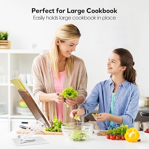 Miniatura 3 de Soporte de libro para lectura con base giratoria de 360, soporte ajustable para libros de cocina para escritorio con luz de libro, soporte de