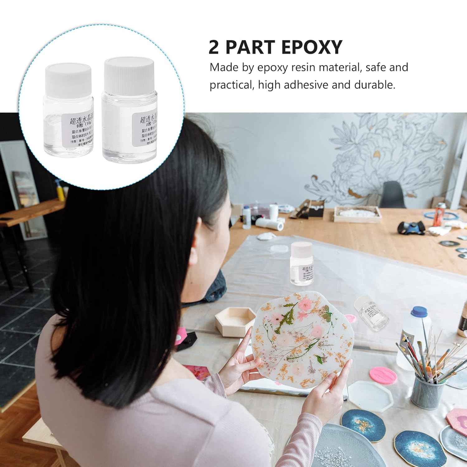 2Sets Ab Epoxy Resin Glue High Adhesive for Jewelry Making Part Epoxy Craft Adhesive for DIY Projects and Resin Art