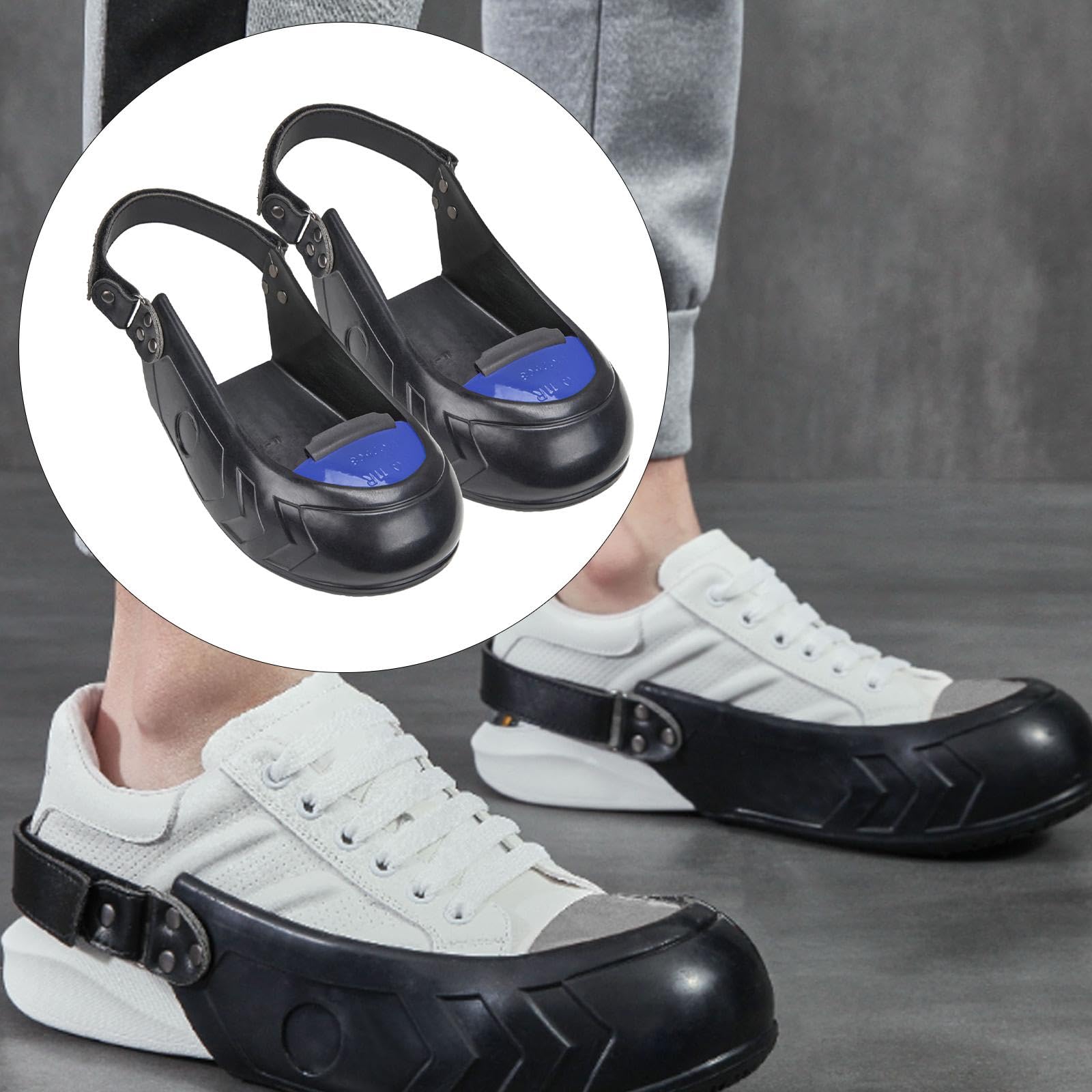 Harilla Embout en métal anti-écrasement avec sangle réglable, couvre-chaussures de protection des orteils pour les travailleurs, du chantier et