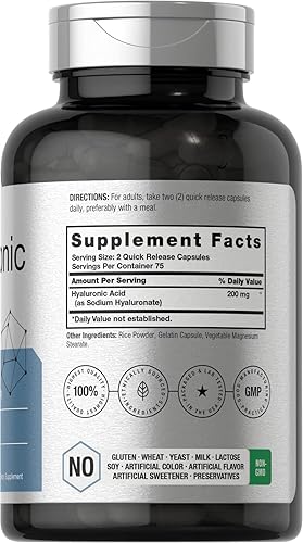 Miniatura 2 de Horbäach Suplemento de ácido hialurónico | 200 mg | 150 cápsulas | Suplemento sin OMG y sin gluten