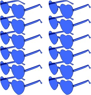 PLULON Heart Sunglasses for Women 5/12/25 Pcs, Heart Glasses Valentine Day Rimless Shaped Candy Color Fun Glasses Party Favor