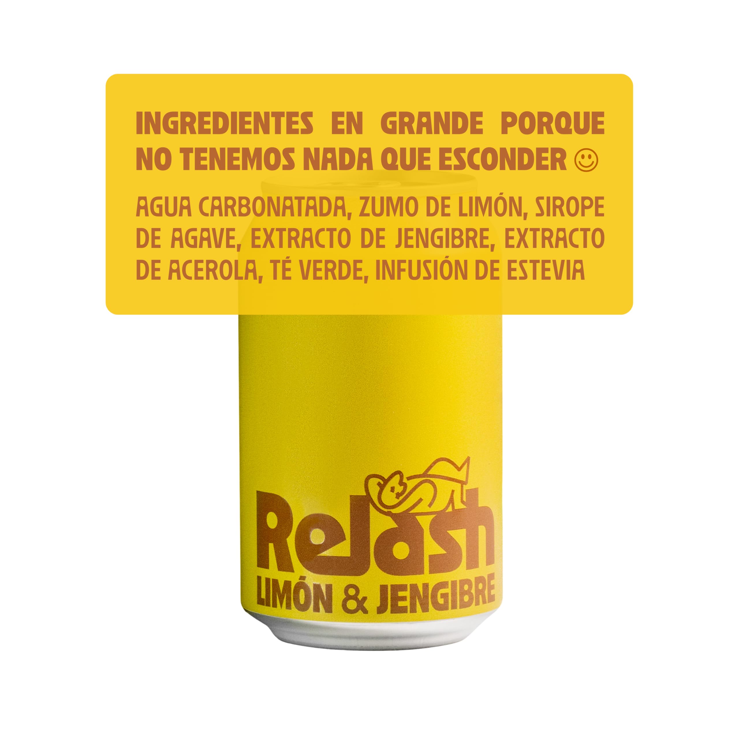 RELASH - Limón y Jengibre (12 x 330 ml), Refresco 100% Natural, Bajo en Calorías, con Vitamina C