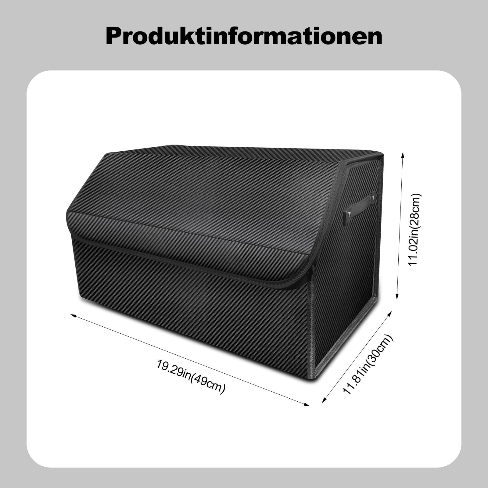 Ergocar Kofferraum Organizer, Zusammenklappbarer Aufbewahrungsbox für Auto Zubehör mit Fächern, Autotasche Auto Kofferraum Box mit Deckel und Griffe, Rutschfester Boden, Sicherheitsgurt, Praktisch