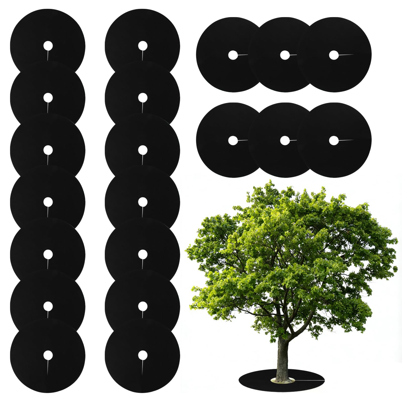 Paquet De 20 Arbres et Anneaux de Paillage, Tapis de Protection pour Arbre pour Jardinage Couvre, Diamètre Extérieur 42/25cm Diamètre Intérieur 5/3cm (42)
