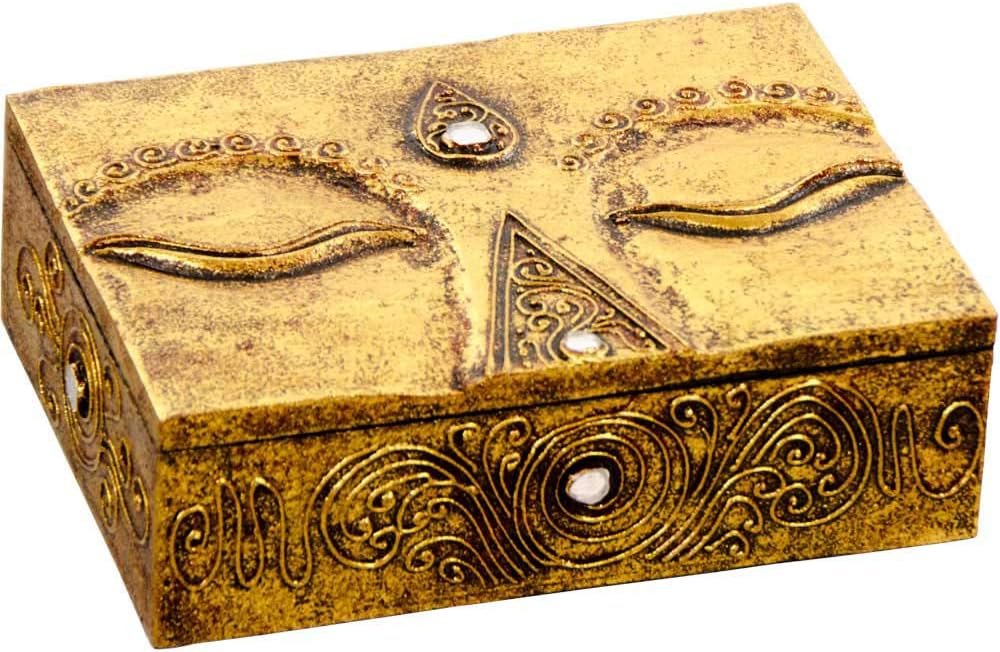 4Rissa Eye of Buddha Hand Carved Wood Wooden Box Memory Trinket Tarot Keepsake Storage