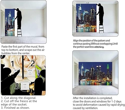 Miniatura 4 de Papel tapiz personalizable de Nueva York para cocina, decoración del hogar, espacio animado de 118 pulgadas de ancho x 110 pulgadas de alto