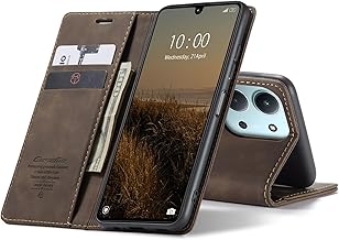 Coque Xiaomi Redmi Note 15 Pro 4G [Pas pour 5G] Housse Antichoc en Cuir PU Premium Fentes Cartes Etui [Blocage du Signal RFID] Pochette de Portefeuille avec Fonction Support à Rabat - Café