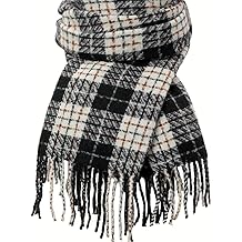 女式冬季围巾、羊绒毛毡围巾毯格子围巾、披肩包裹女式围巾秋季保暖流苏披肩