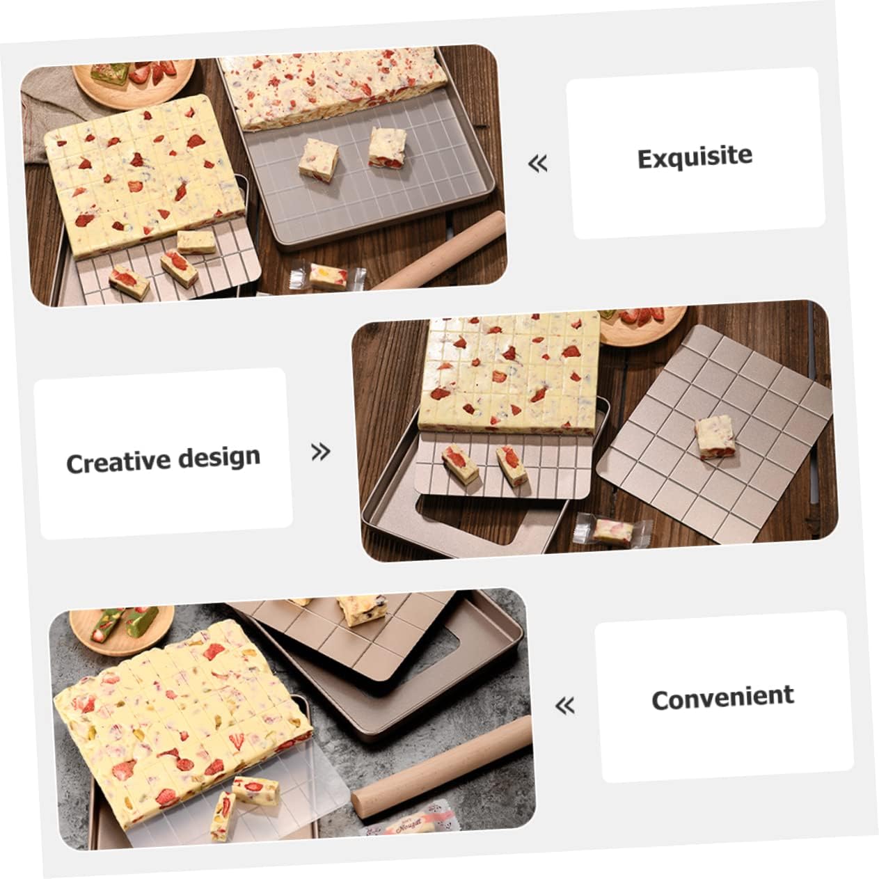 OUNONA Nougat Baking Mold Set Large Nonstick Pastry Maker Tray Cooling Base for DIY Nougat Desserts Kitchen Supplies for Bakers