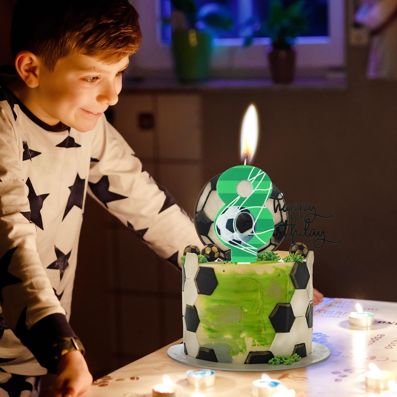 Photect Candeline Di Compleanno A Tema Calcio - Numero 7 + 10 Candeline Sottili, Decorazioni Per Torta Per Bambini