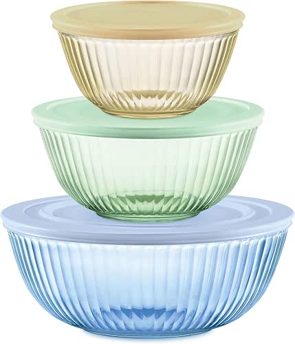 Pyrex Colors Tinted (3-Pack, Full Set) Sculpted Tinted Glass Mixing