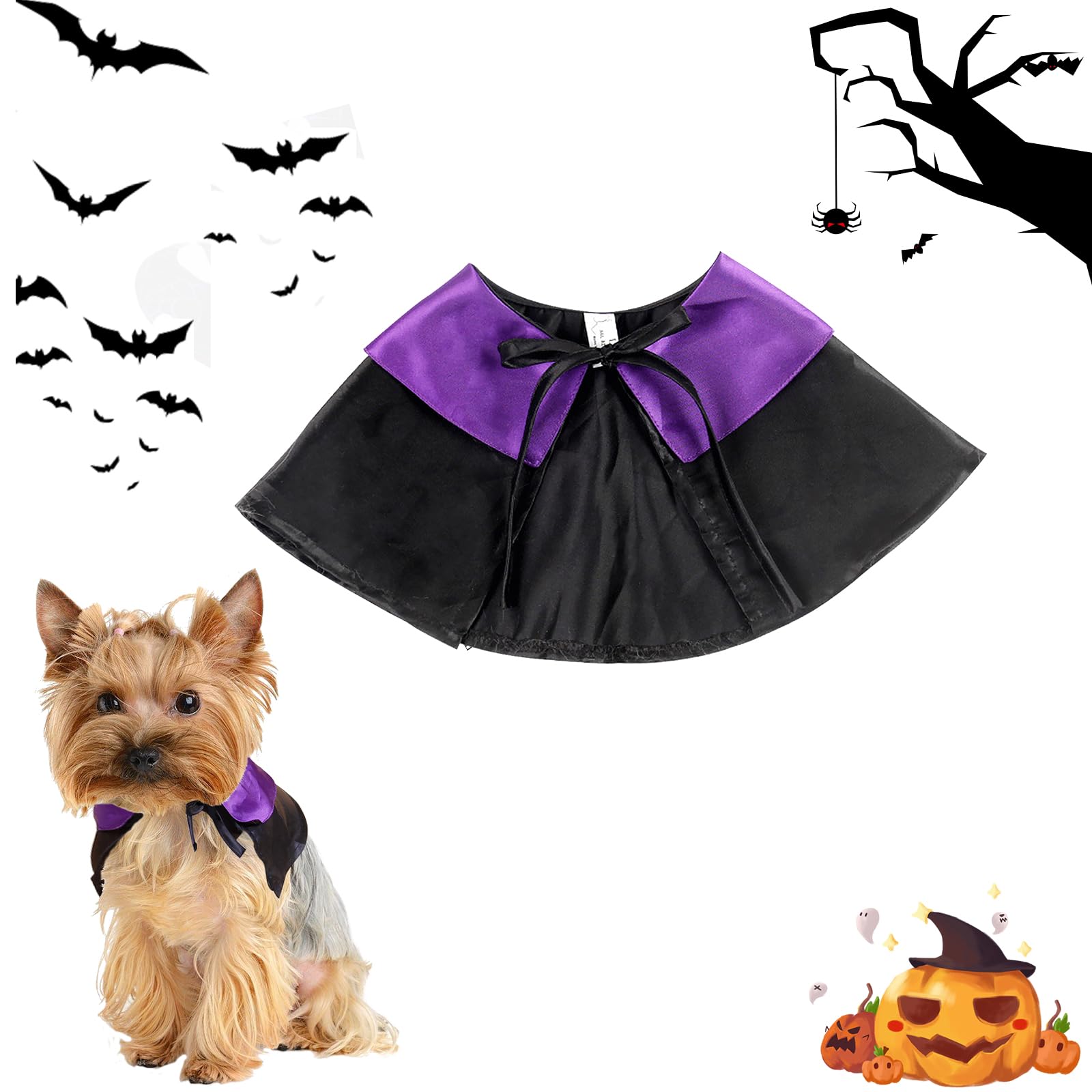 Disfraz de Halloween para Perro, Capa de Disfraz de Perro, Capa de Gato, Capa de Vampiro para Perros pequeños y medianos Traje de Cosplay de Mascota para Decoración de Fiesta de Hallween(Bruja)