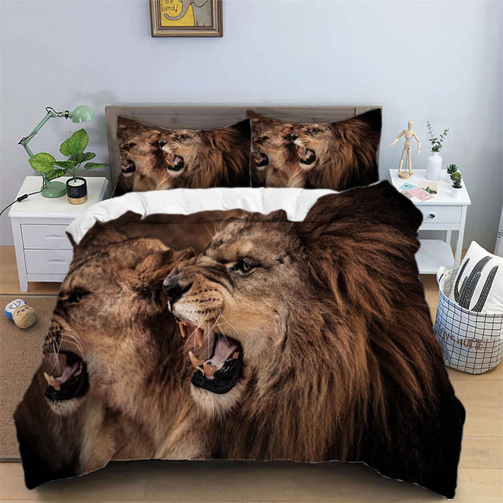 Parure de lit enfant lion brun pour créer un nid douillet et rassurant