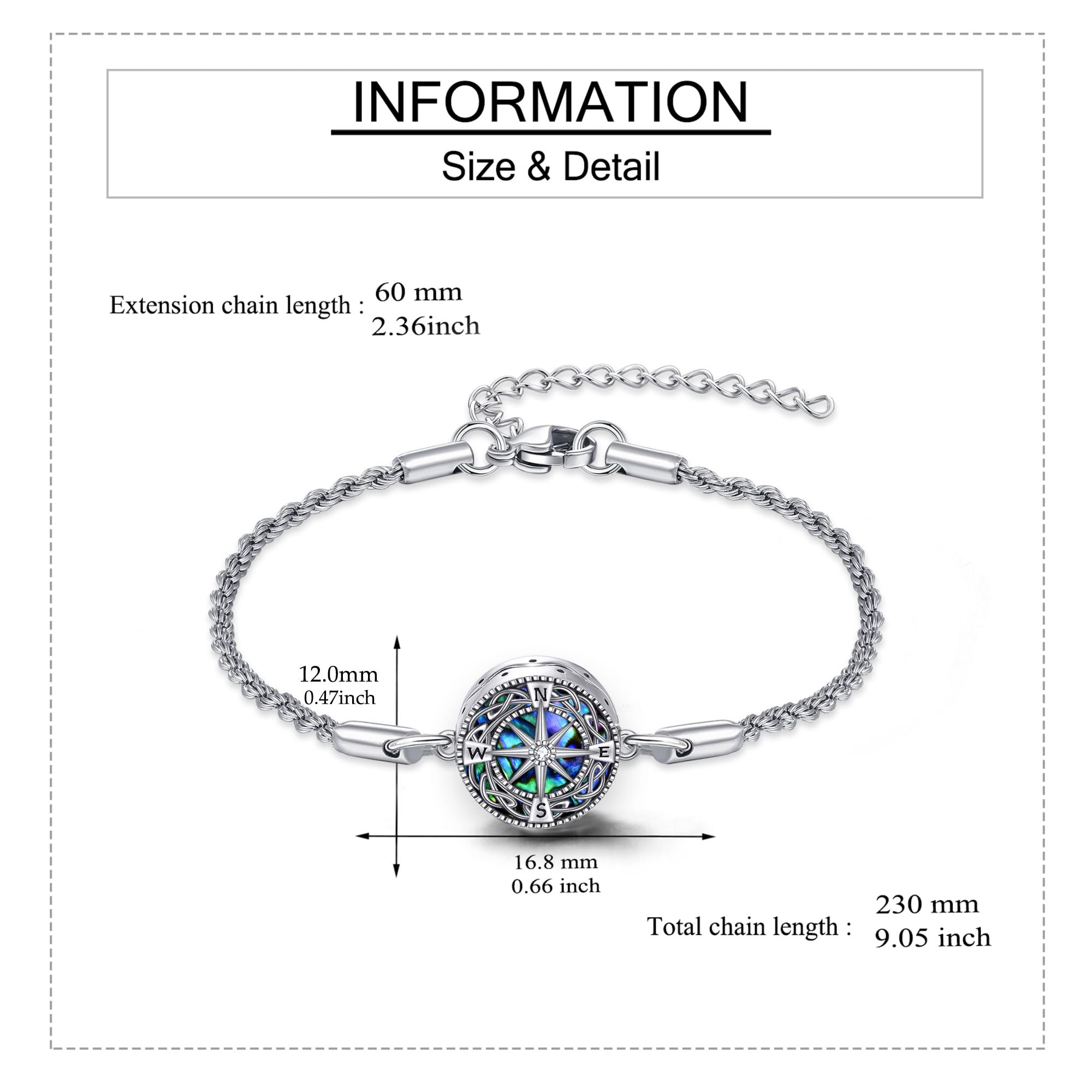 Pulsera de urna para cenizas, plata de ley 925, concha de abulón, joyería de cremación para cenizas, colgante de recuerdo, pulsera para mujer