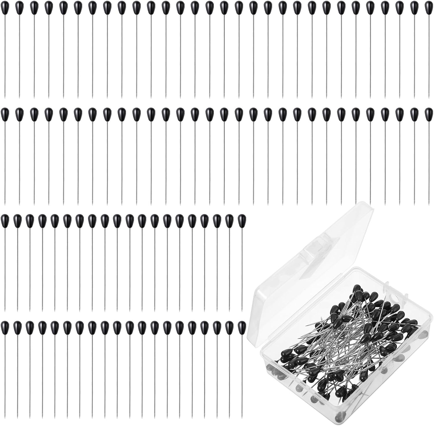100 Pcs Boutonniere Pins, Black Corsage Pins, Teardrop Pearl Flower Bouquet Pin, Straight Pin for Crafts - Ideal for Weddings, Floral Arrangements, and Sewing Projects