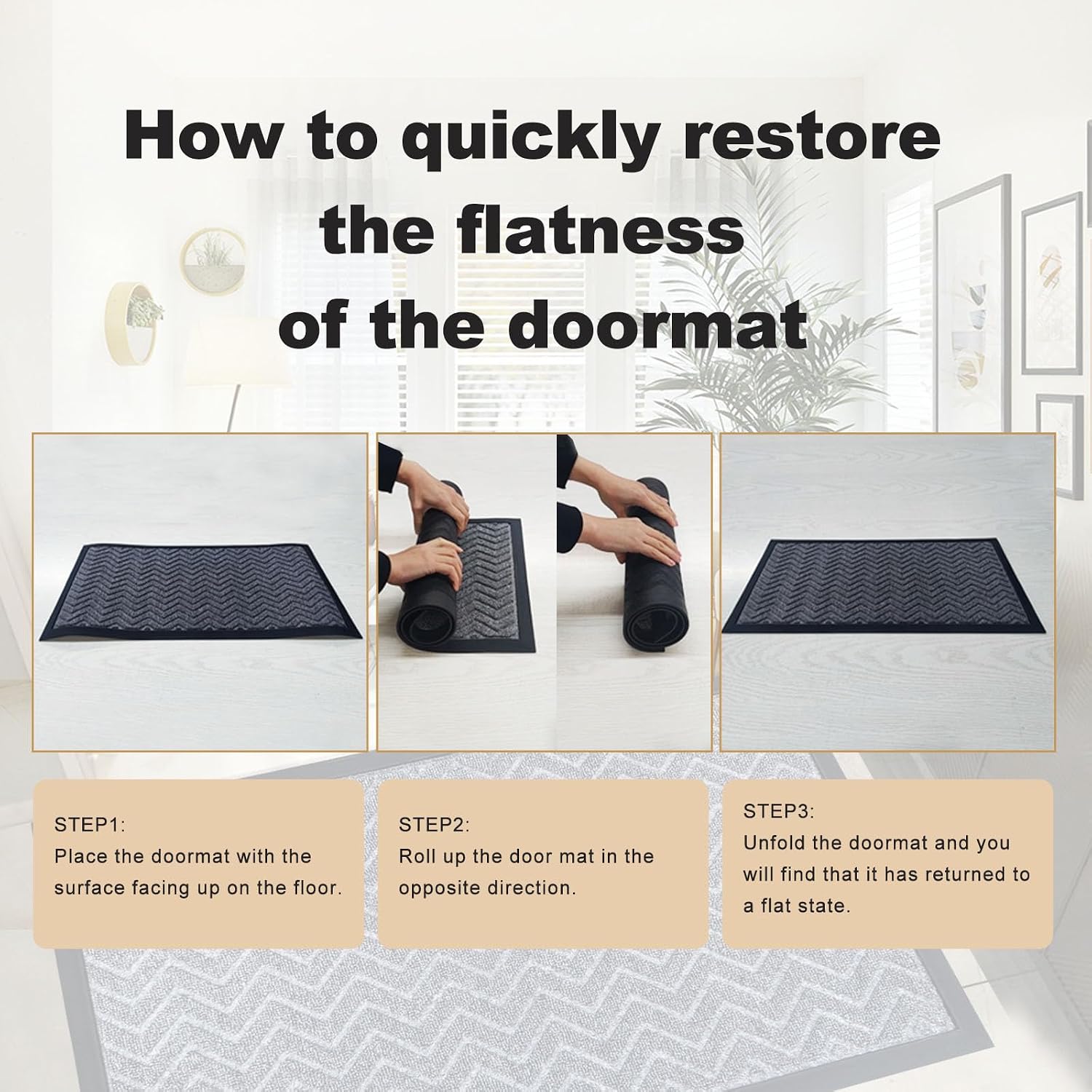 Door Mat for Outdoor Indoor Entrance, Entry Mat Skidproof and Waterproof, Front Door Mats with Durable Non-Slip Backing. Black, 24"x36"