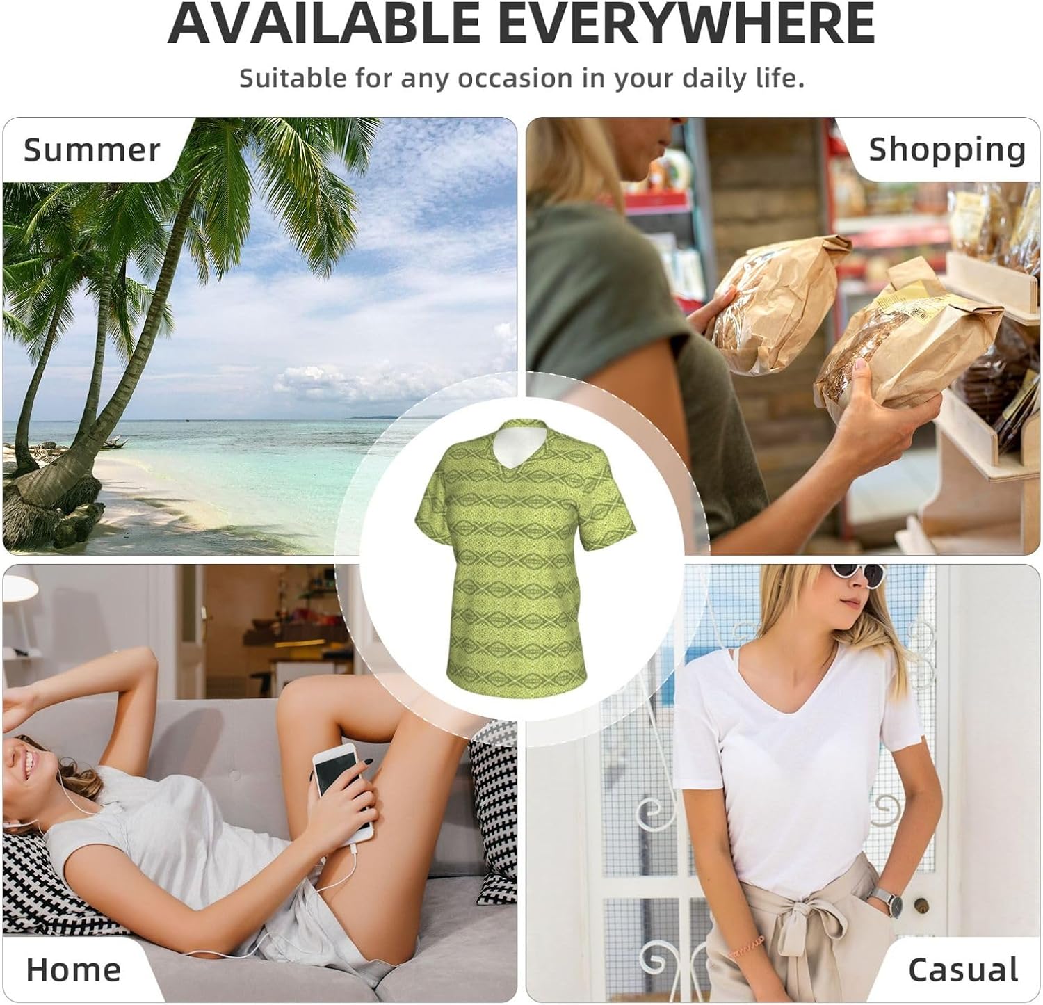 Womens Sushi Dill Pickles Print Short Sleeve V Neck T-Shirts Casual Breathable Tee Basic Summer Tops 2026