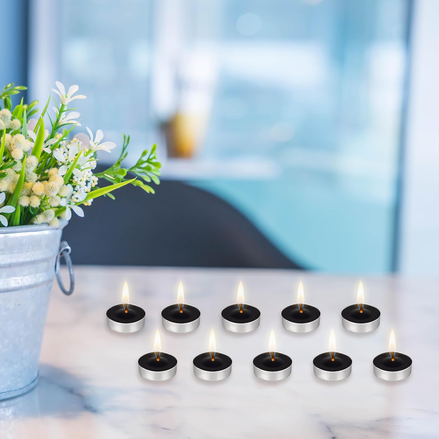 Mega Candles 100 pcs Unscented Black Tea Lights Candles, Pressed Wax Candle 3.5 Hour Burn Time, Home Décor, Wedding Receptions, Occasions, Festivities, Events, Meditations, Spa, Prayers, Vigil