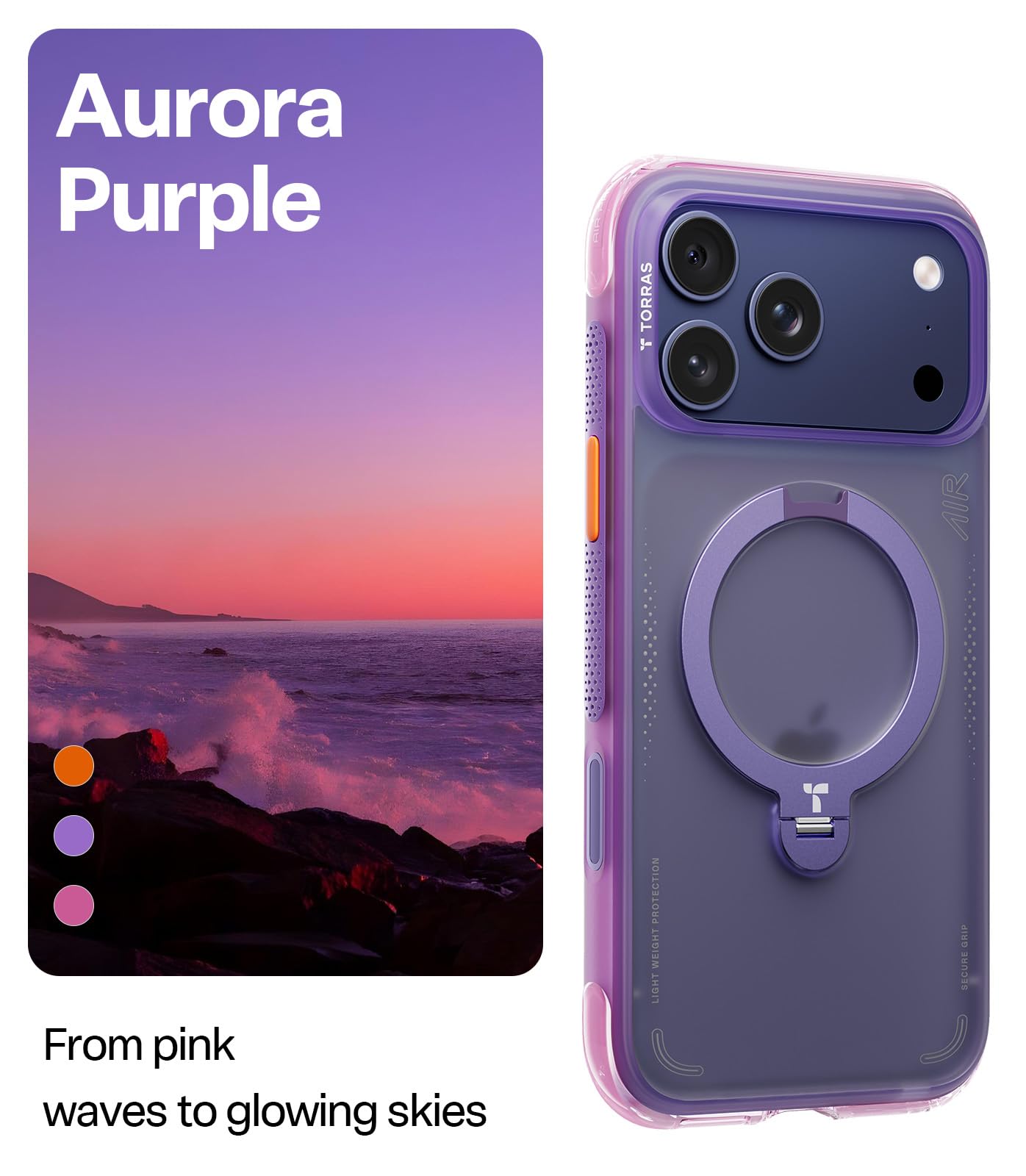TORRAS Ostand Q3 Air for iPhone 17 Pro Case with 360 Magnetic