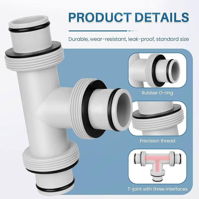 Conector en T para manguera de piscina de 1.5 pulgadas miniatura 3