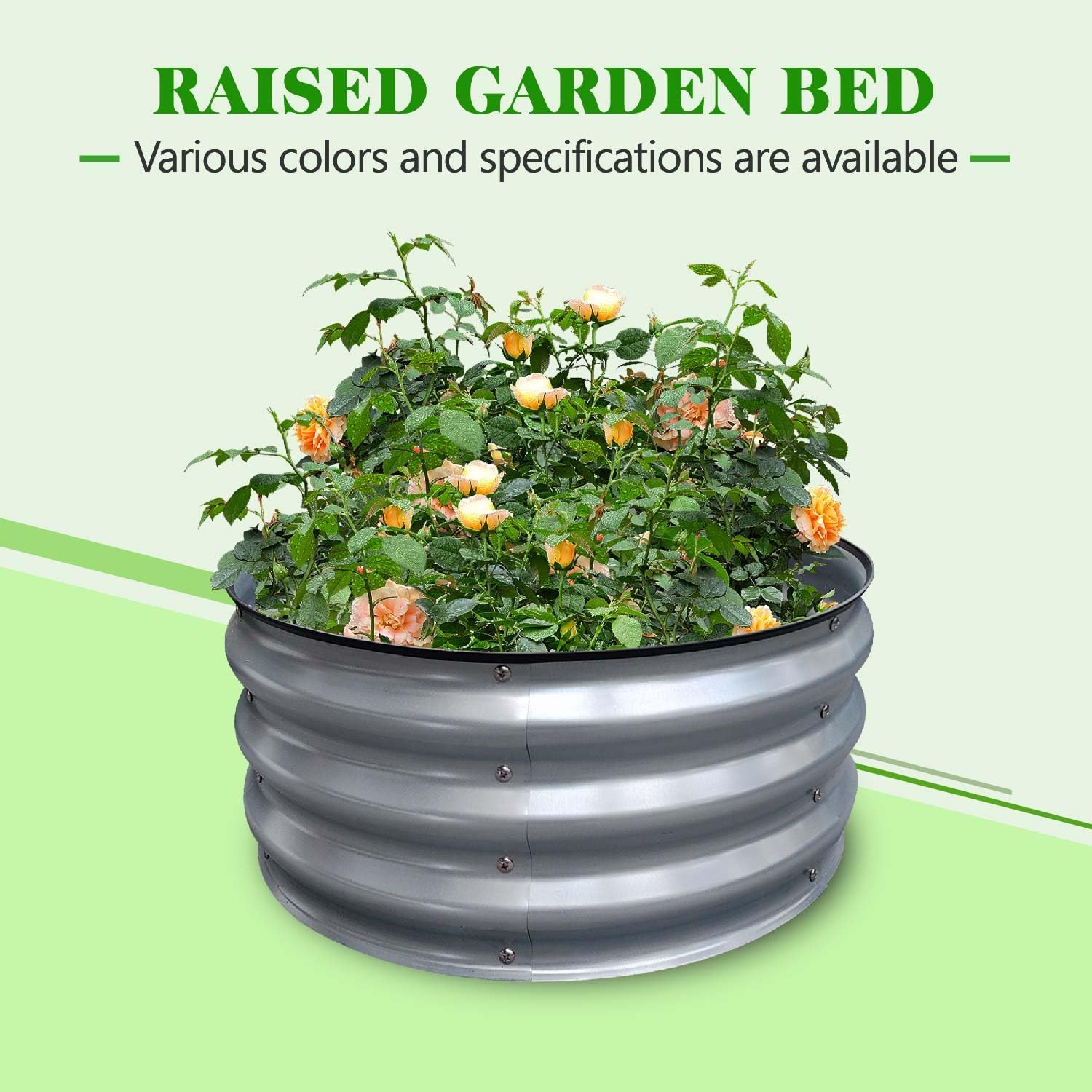 2x2x0.9FT Professional Round Planter Box for Beginners Kids, Rust-Resistant Coating, Optimized Drainage for Healthy Roots, Backyard Recyclable Planter with Safe Rubber Edging