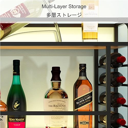 Miniatura 5 de Shelves Wine Rack Wall Mounted with Wine Glass Holder Bar Shelves Liquor Bottle Display Shelf with with LED Strip Mini Bar Kitchen Glass Storage