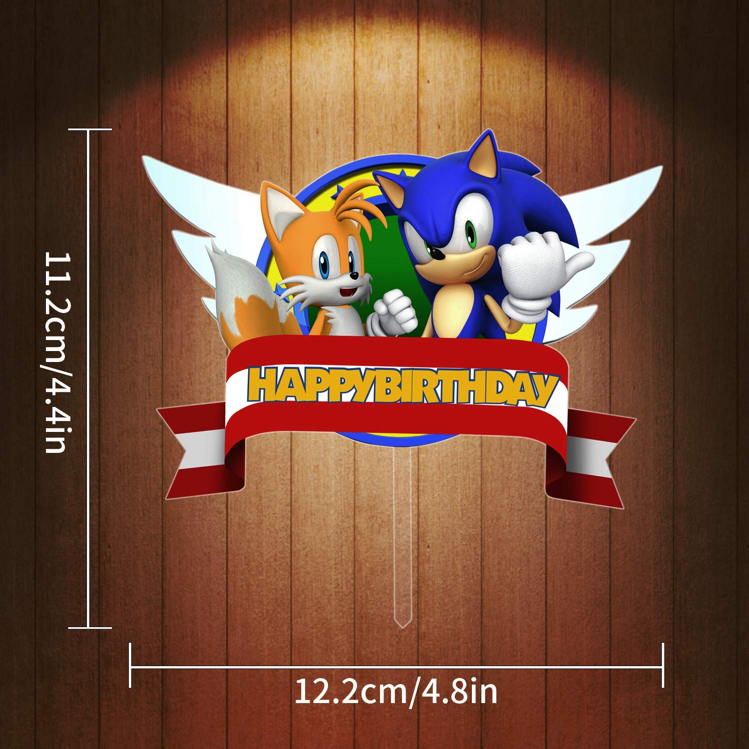 Set of Acrylic Sonic the Hedgehog Happy Birthday Cake Topper, Sonic the