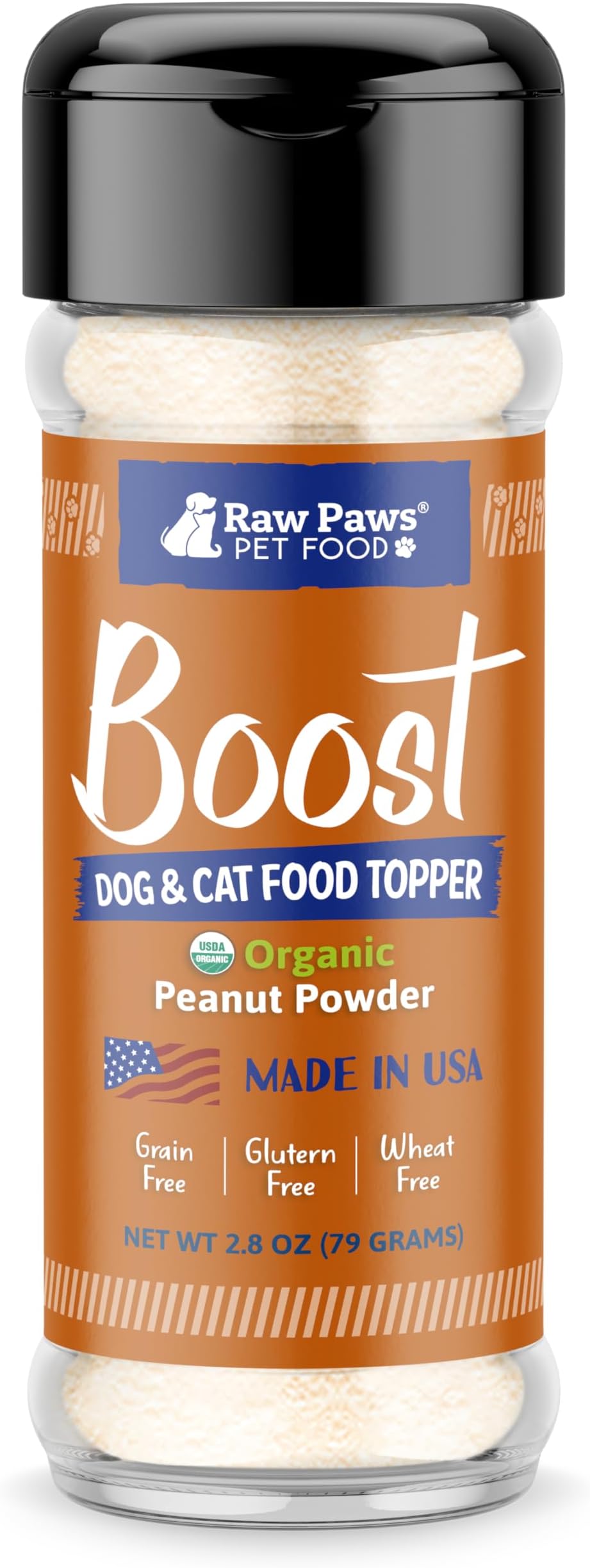 Raw Paws Boost Pet Food Topper Organic Peanut Powder, 2.8-oz - Made in USA - Dog Food Topper, Peanut Butter Treats Meal Toppers for Dogs, Flavor Food Toppers for Picky Dogs, Food Sprinkles