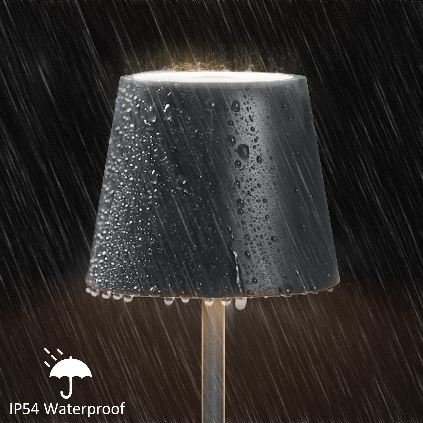 K-Bright 2 pezzi Dimmerabile LED Lampada da tavolo senza fili, Ricaricabile Luce calda Colore e Dimmerazione RGB Impermeabile IP54, scrivania Illuminazione per interni per esterni Antracite