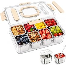 Snackle Box Container, Stainless Steel Snack Tray with 8 Compartments