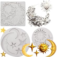 Sun Face Moon Star Silicone Molds Moon Sun Molds for Chocolate Candy Cake Decoration Cupcake Topper Dessert Decor Gum Paste Polymer Clay