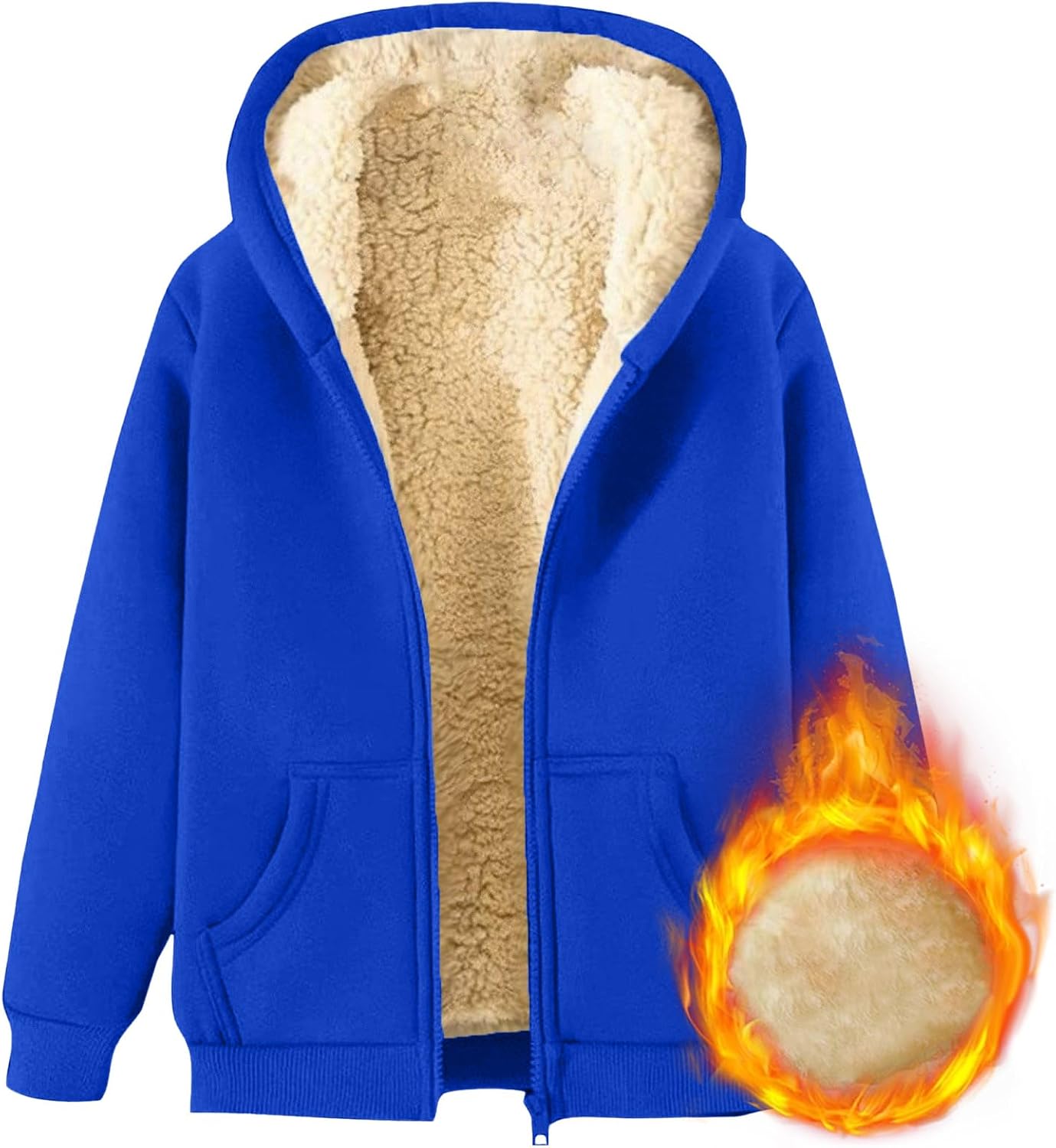 Winter Jacket Men Coats Sweatshirt Lightweight Polyester Big and Tall Long Sleeve Warm Hoodies Thermal Fleece Mens Cloth Dark Blue S