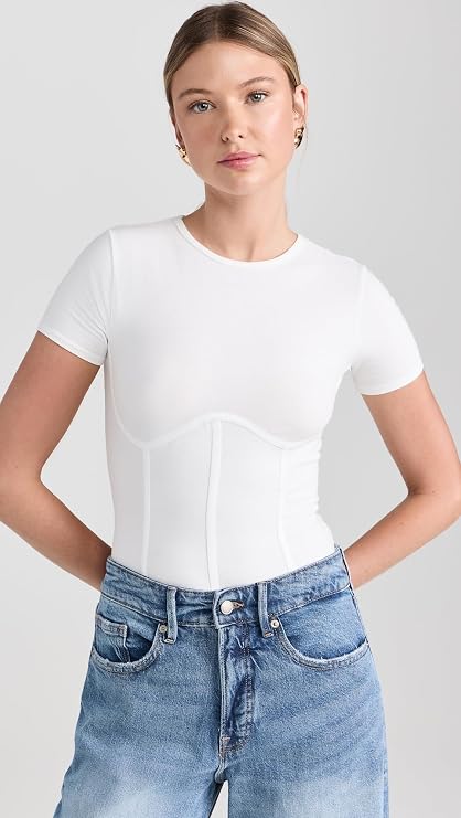 Women's Cotton T-Shirt Thong Bodysuit