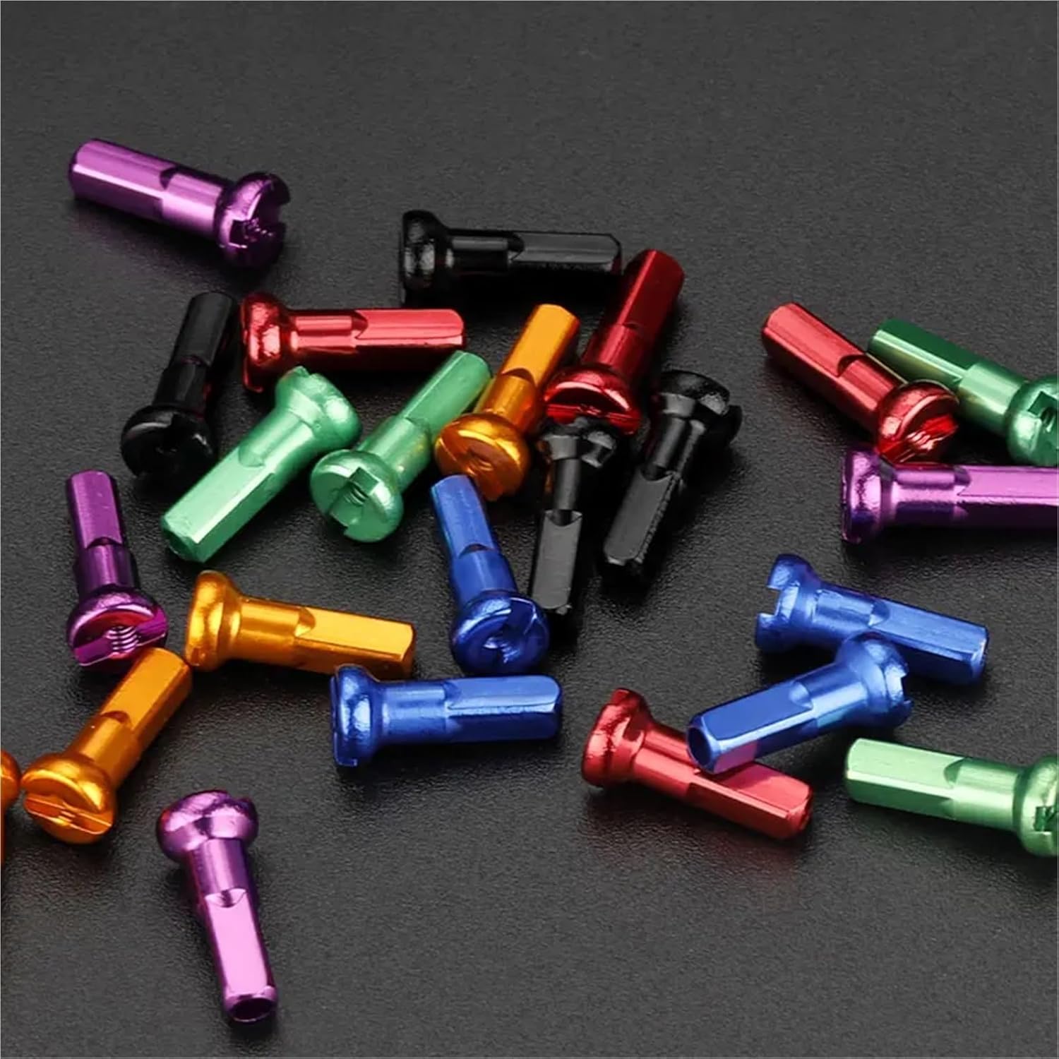 Spoke Nipples 100Pcs Aluminum Alloy Spoke Nipples Anodized 14G 14mm Road Bicycle Wheel Caps E-Bike Rim Nuts