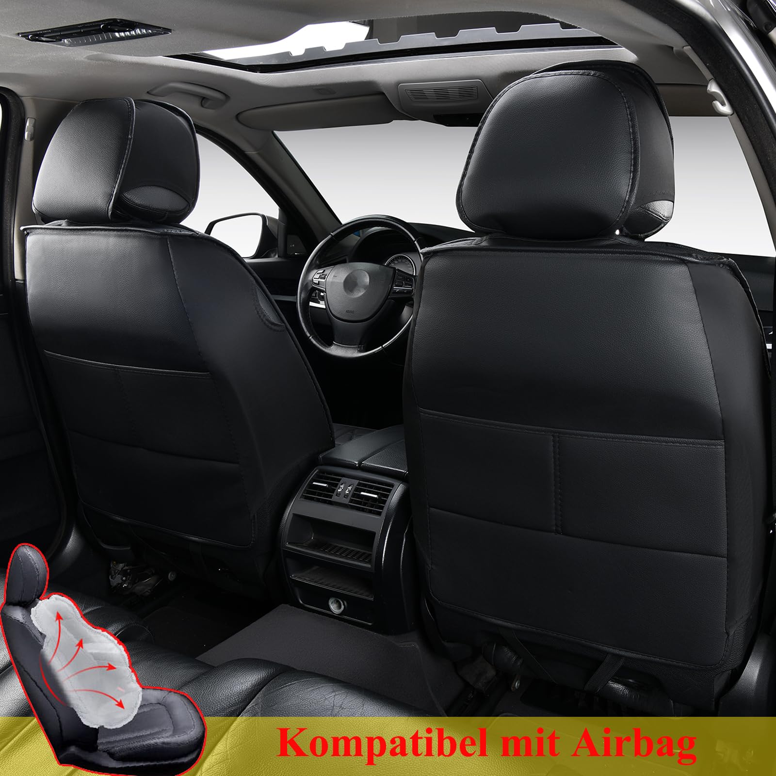Autositzbezüge Auto Vordersitz 2 Stück Set, Autositzbezüge Leder Universal Set, Geeignet Für Audi A3 A4 A5 A6 Q3 Q5